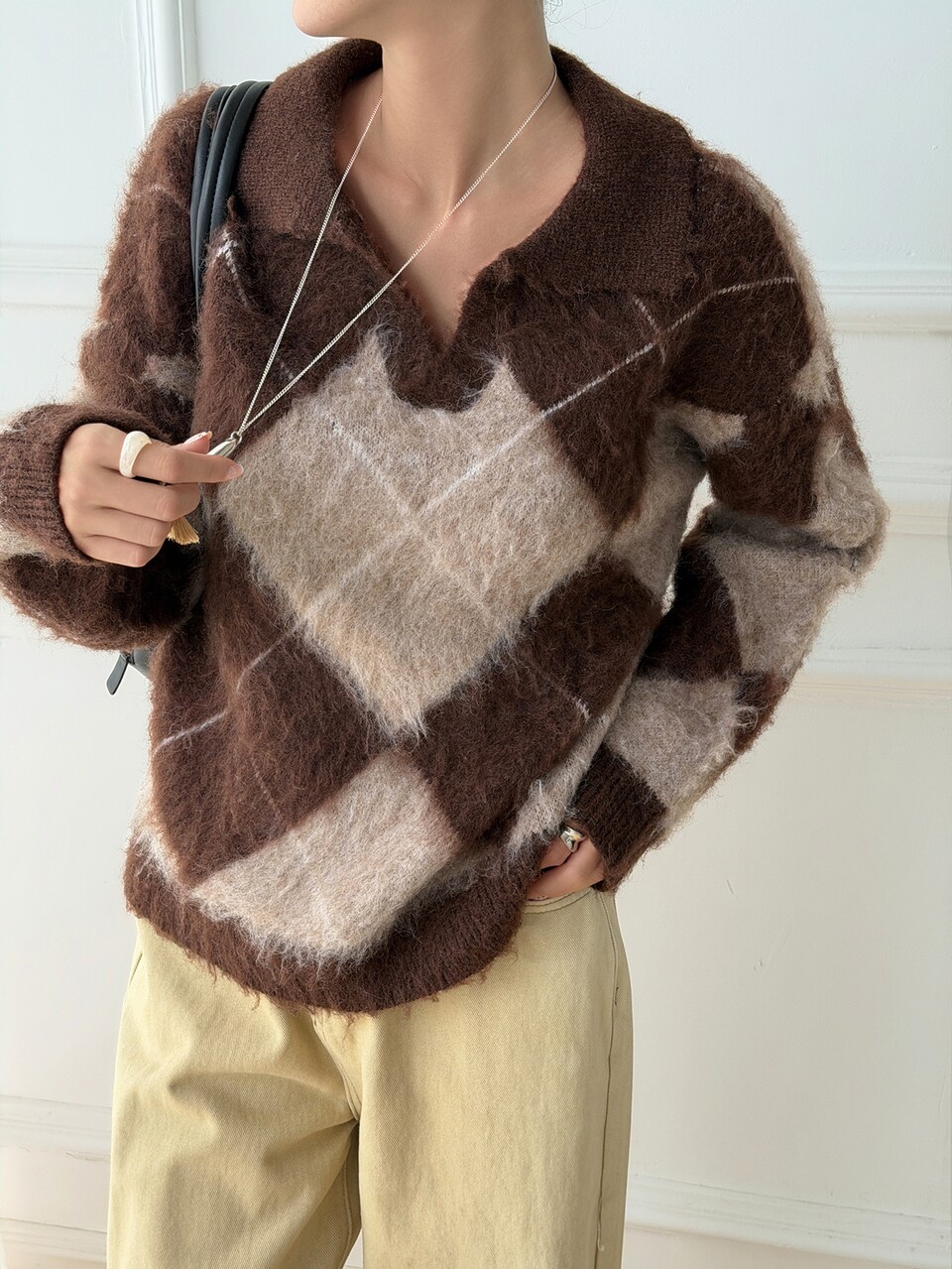 Women's Plaid Pullover Casual Sweater