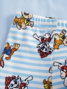 SHEIN | PAW Patrol Young Boy Cartoon Print Striped Casual Daily Top - Blue and White - View 7