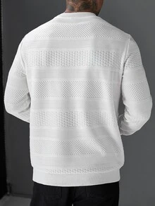 EGENSIO Men's Autumn Casual Colorblock Patchwork Pullover Sweatshirt - White - View 2