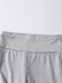 Teen Girl Solid Color Long Sleeve T-Shirt And Flare Pants Casual Daily Outfit - Grey - View 5