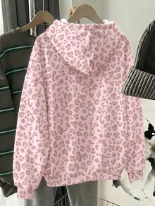 SHEIN Sparklyn 1件隨機款 秋季豹紋美式校園風 City-Walk 街頭氛圍 休閒校園運動風 青少年女孩休閒簡約寬鬆舒適衛衣 秋冬街頭穿搭 - 彩色 - 查看 2