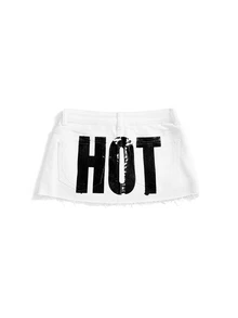 ROMWE Women's Y2K Millennium Hot Girl Sexy Denim Mini Skirt - White - View 1