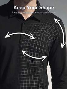 TekDrob Double Anti-Odor & Water Repellent Polo Shirt With Long Sleeves And Slim Fit - Black - View 4