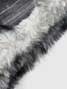 ROMWE Vintage Y2K Leopard Print Fuzzy Patchwork Ultra Low Waist Mini Denim Shorts For Women, Autumn/Winter - Grey - View 3