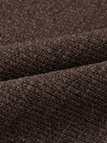 DAZY Autumn/Winter Brown Marled Knit Men's Sweater With Metal Label Design, V-Neck, Ribbed Cuffs And Hem - Rust Brown - View 6