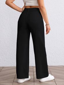 Flexra Tall Fashionable Versatile Solid Color High-Waist Straight Leg Jeans - Black - View 2