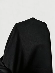 Everyssa 女款復古波希米亞風 A 字版型前開襟長袖休閒通勤洋裝，優雅成熟氣質，度假風，黑色，秋季 - 黑色 - 查看 5