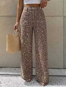 Selenza Plus Size Street Style Polka Dot Print Pocket Denim Jeans - Multicolor - View 5