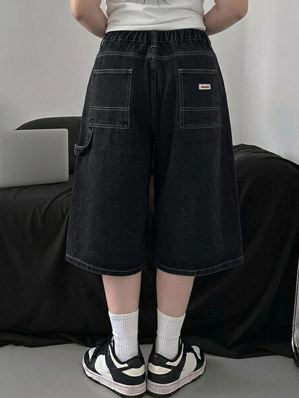 Dazy Plus Vintage Denim Washed Loose Wide Leg Street Casual Denim Shorts Bermuda Shorts Spring Summer Autumn