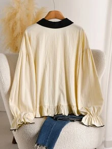 CosyJoli Plus Size Women's Colorblock Casual Versatile Daily Wear Shirt - Multicolor - View 3