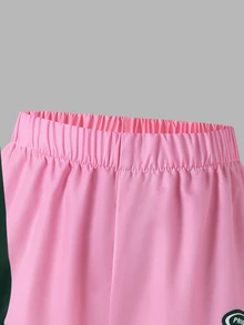 SHEIN 3件組大童女孩秋季套裝 連帽長袖前開襟短版拉鍊夾克 白色滾邊織帶裝飾 校園風 粉紫色 - 彩色 - 查看 7
