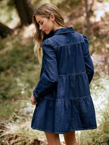 WESTFADE Women Mini Dresses, Fall Winter 2026, Western Style, Cowgirl Clothing, Rodeo, Female Country Look, Autumn - Dark Wash - View 3