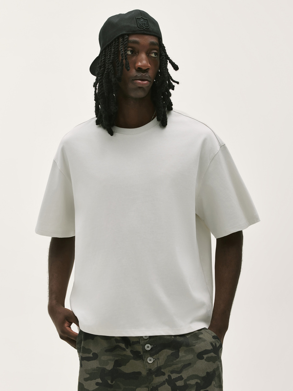Baseblock Men's Cotton Minimalist Logo Embossed Loose Fit Short Sleeve T-Shirt, Traceable Cotton Fabric Luxury High-End, Minimalist Clean Fit Relaxed Style T-Shirt, Niche Texture High Street Style Knit Top, Minimalist Versatile Daily Commute Casual Outdoor Sports Apparel, Unisex Couple Outfit, Holiday Gift