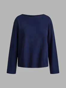 SHEIN EZwear 3件裝厚款船領T恤，海軍藍/白色/條紋，秋季上衣，適合日常通勤、派對、秋冬春夏、聖誕節、新年、感恩節、婚禮、海灘、畢業典禮、優雅、外出、約會、通勤、情人節、度假、Y2K、畢業典禮等場合 - 彩色 - 查看 7