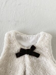 SHEIN Playful Pals 女嬰 2 件套洋裝套裝 秋冬格紋長袖復古甜美米色卡其印花洋裝褲裝襯衫 - 棕色 - 查看 5