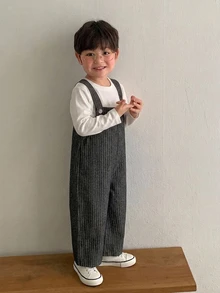 DAZY 嬰兒男孩韓版復古寬鬆牛仔吊帶褲，夏季輕便休閒長褲，適合秋季 - 彩色 - 查看 5
