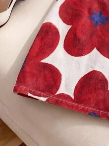 SHEIN MOD 女款花卉印花不對稱下擺細肩帶牛仔連身褲工作裝 - 彩色 - 查看 6
