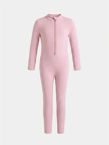 SHEIN 少女休閒日常長袖運動連身褲 - 淺粉色 - 查看 3