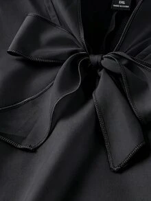 SHEIN Clasi 大尺碼女款純色領口休閒百搭日常穿著襯衫 - 黑色 - 查看 5