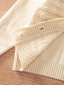 SHEIN Vintaside Kids 小男孩純色休閒百搭日常穿搭開襟衫 - 杏色 - 查看 4