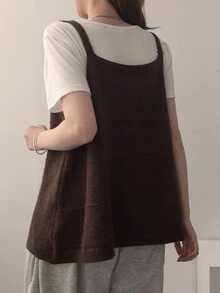DAZY Women's Front Button Camisole Knit Top - Brown - View 6