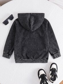 SHEIN 小男孩破舊風長袖口袋設計運動衫 - 彩色 - 查看 2