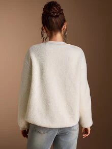 SHEIN BASICS Women's Solid Color Long Sleeve Single-Breasted Casual Regular Fit Jacket Travel Everyday Off-White Autumn Office Everyday Going Out - Apricot - View 10
