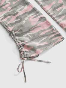 ROMWE Y2K Women's Camouflage Pattern Cargo Pocket Flare Jeans - Multicolor - View 4