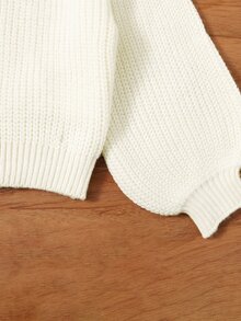SHEIN Leap Crew 女嬰針織長袖輕便開襟衫 - 白色 - 查看 3