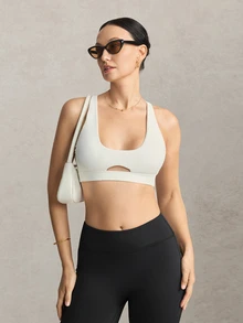 Activina Women's Solid Color Criss-Cross Back Everyday Fitness Sports Bra - White - View 2