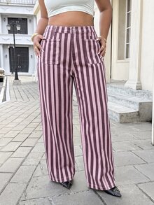 SHEIN ICON 大尺碼女款時尚休閒水洗無彈力寬鬆牛仔褲 - 彩色 - 查看 1
