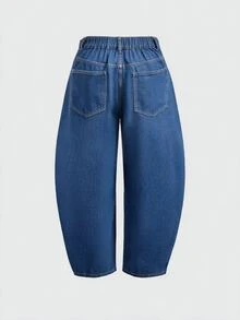 EMERY ROSE Plus Size Women's Casual Daily Denim Jeans With Pockets And Buttons - Blue - View 9
