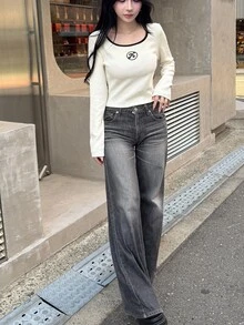 FRIFUL Women's Casual Versatile Long Sleeve T-Shirt, Autumn - White - View 3