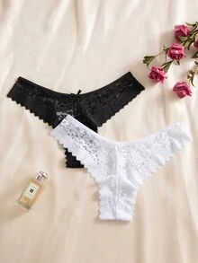 Seduluxe 8件組 多色浪漫性感蕾絲女款三角內褲 - 彩色 - 查看 5