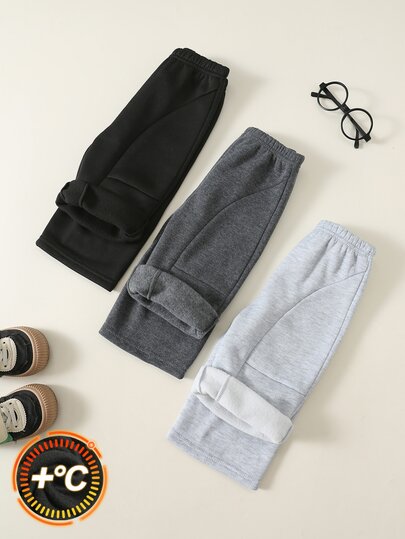 SHEIN Baby Boy Solid Color Casual Versatile Daily Wear Long Pants 3pcs/Set