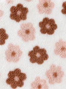 SHEIN 1件女童冬季新款花卉保暖內裡拉鍊外套，附彈性腰部與連帽，加厚保暖時尚戶外通勤百搭夾克 - 棕色 - 查看 7