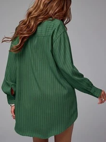 NYA SZN Women's Striped Casual Sexy Daily Fall Mini Dress Going Out Night Out Green - Green - View 2