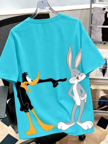 Looney Tunes X Manfinity Daypath 男士夏季休閒卡通印花T恤 - 薄荷藍 - 查看 2