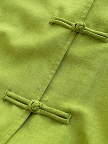Maweii Cardigan Panjang Terbuka Depan Gaya Cheongsam Cina Ukuran Plus untuk Musim Gugur - Hijau - View 7