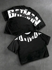 BATMAN X SHEIN Manfinity EMRG 男士街頭風休閒寬鬆版型T恤 - 彩色 - 查看 1