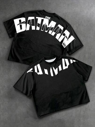 BATMAN X SHEIN Manfinity EMRG Men's Streetwear Casual Loose Fit T-Shirt