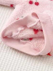 SHEIN 女嬰櫻桃圖案長袖運動衫與條紋長褲休閒套裝 - 粉色 - 查看 6