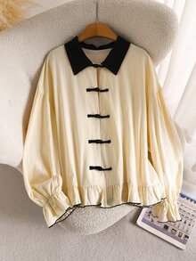 CosyJoli Plus Size Women's Colorblock Casual Versatile Daily Wear Shirt - Multicolor - View 2