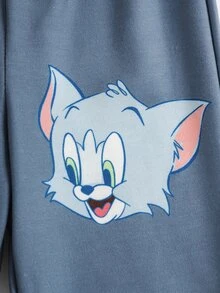 TOM & JERRY X SHEIN Baby Boy Cartoon Print Sweatshirt & Sweatpants Set - Orange - View 9