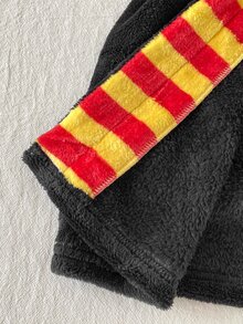PrepCrw HARRY POTTER X SHEIN Tween Boy Embroidered Striped Kids Colorblock Pocket Hooded Lounge Autumn Jacket - Black - View 7