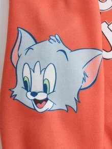 TOM & JERRY X SHEIN Baby Boy Cartoon Print Sweatshirt & Sweatpants Set - Orange - View 5