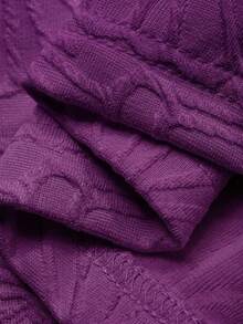 DAZY Women's Solid Color Textured Square Neck Short Sleeve Slim Fit T-Shirt - Violet Purple - View 3