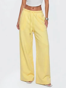 Avantive Women's European & American Hot Girl Style Daily Commute Drapey Loose Floor-Length Casual Sports Pants - Yellow - View 9