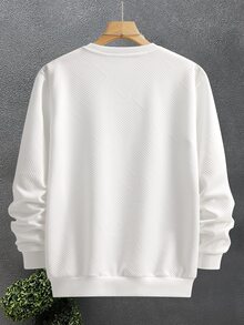 Sorvial Men's Casual Vacation Letter Print Denim Crew Neck Long Sleeve Sweatshirt - White - View 2