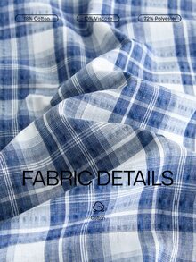 Lornavo Men's Plaid Knight Pattern Casual Daily Wear Shirt - Blue and White - View 4